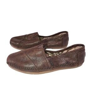 Bob's‎ Sketchers Loafers Luxe Rain Dance Leather Flats Women's 11 Slip-On Brown